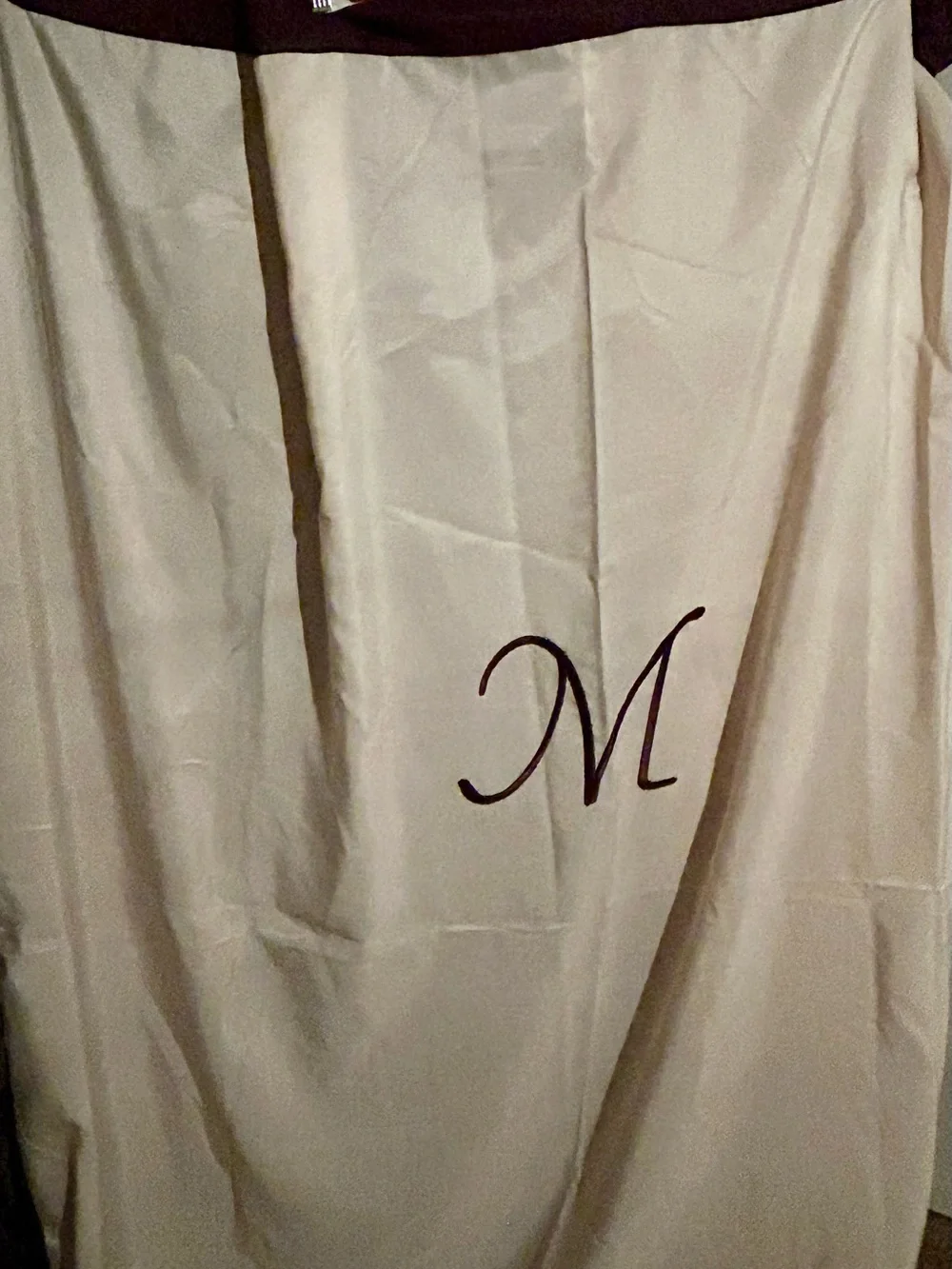 Kirklands Tan Shower Curtain with Brown 'M' Monogram